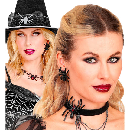 Orecchini di Halloween a forma di ragno con strass