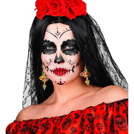 Orecchini di Halloween a forma di croce con pietre preziose