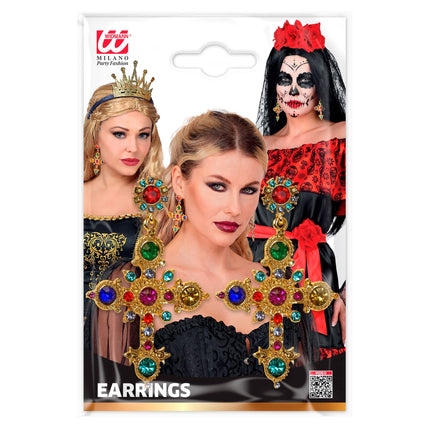 Orecchini di Halloween a forma di croce con pietre preziose