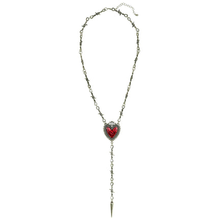 Collana di Halloween con cuore e filo spinato