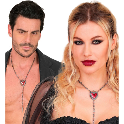 Collana di Halloween con cuore e filo spinato