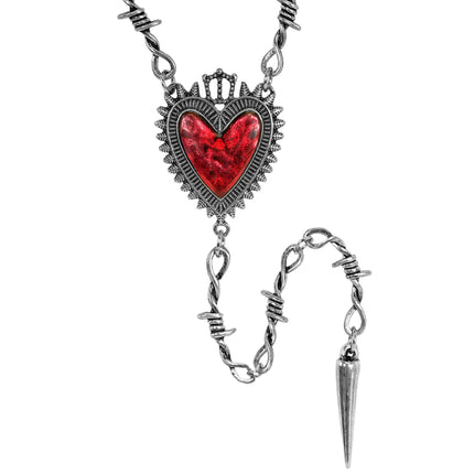 Collana di Halloween con cuore e filo spinato