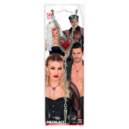 Collana di Halloween con cuore e filo spinato