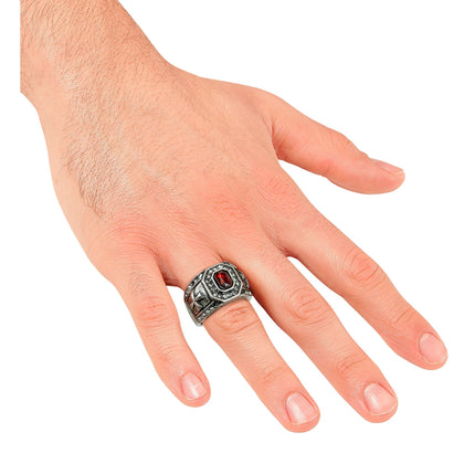 Anello di Halloween con pietra preziosa rossa