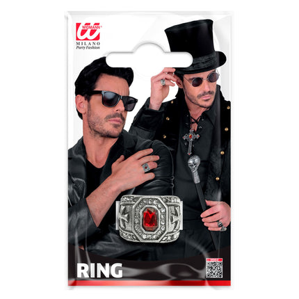Anello di Halloween con pietra preziosa rossa