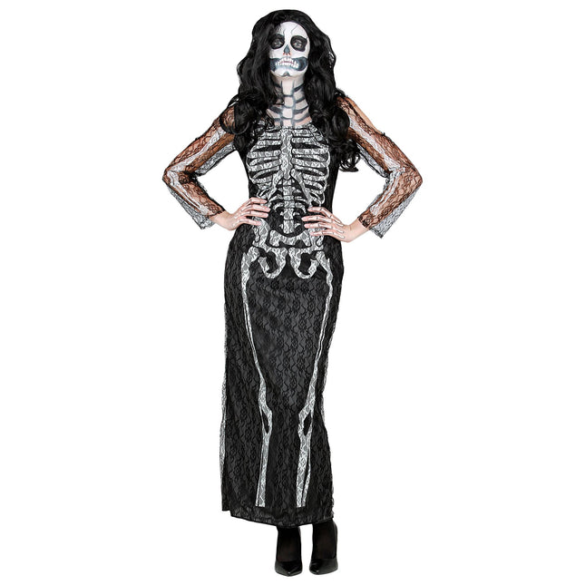 Abito Halloween Donna Scheletro Lungo