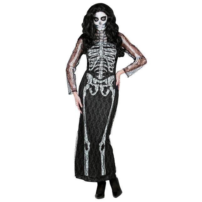 Abito Halloween Donna Scheletro Lungo