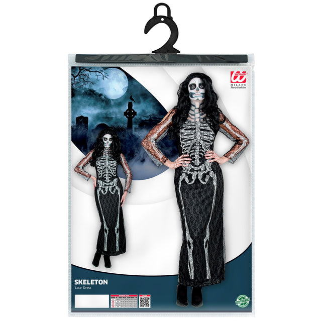 Abito Halloween Donna Scheletro Lungo