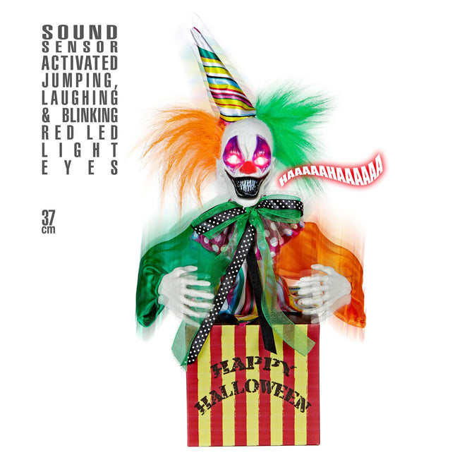 Bambola clown saltellante con suoni e luci 37 cm