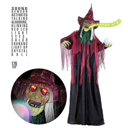 Bambola strega di Halloween con luce 1,7 m