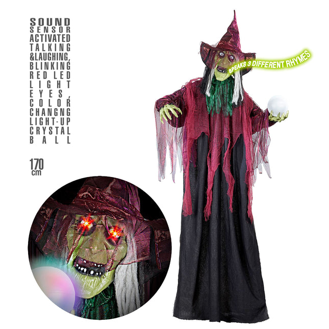 Bambola strega di Halloween con luce 1,7 m