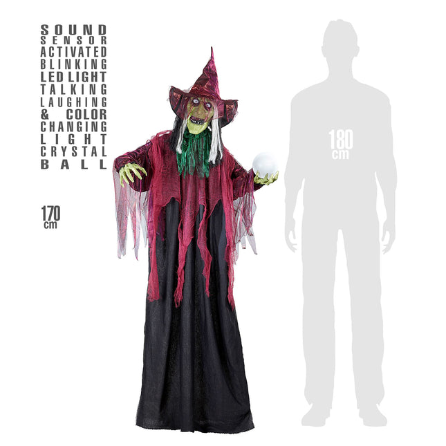 Bambola strega di Halloween con luce 1,7 m