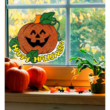 Adesivo per finestra zucca arancione 25 cm