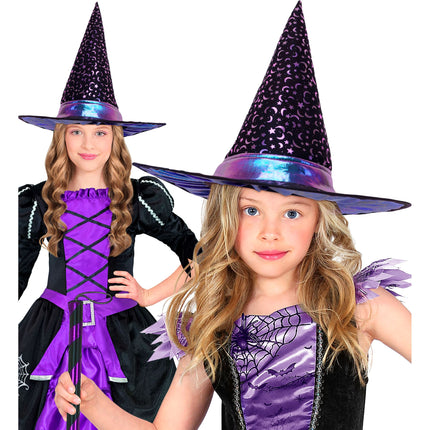 Cappello da strega di Halloween per bambini con stelle e luna