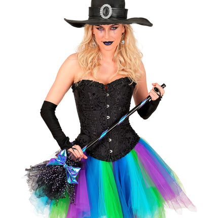 Scopa da strega di Halloween con stelle e luna, 85 cm