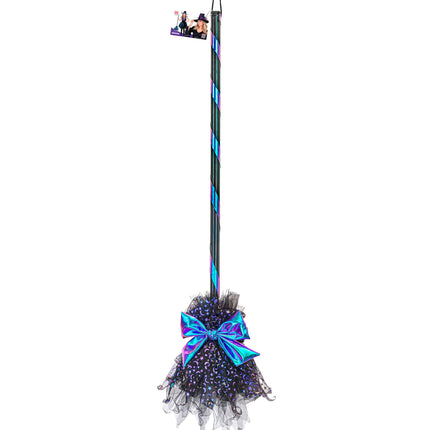Scopa da strega di Halloween con stelle e luna, 85 cm