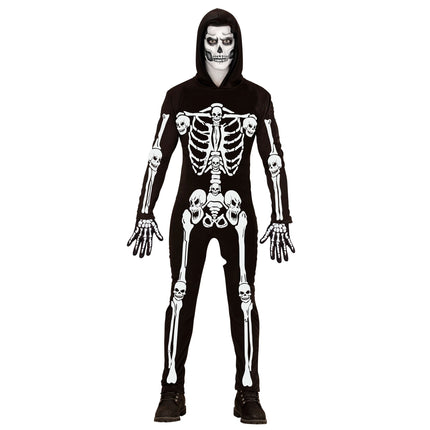 Costume Halloween Uomo Nero Bianco Scheletro