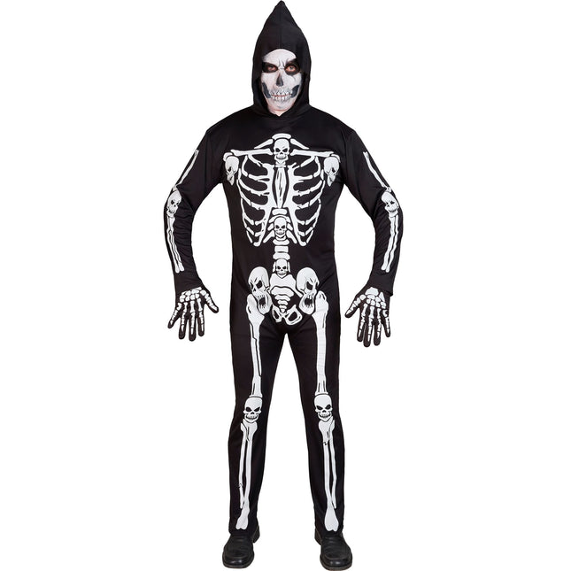 Costume Halloween Uomo Nero Bianco Scheletro