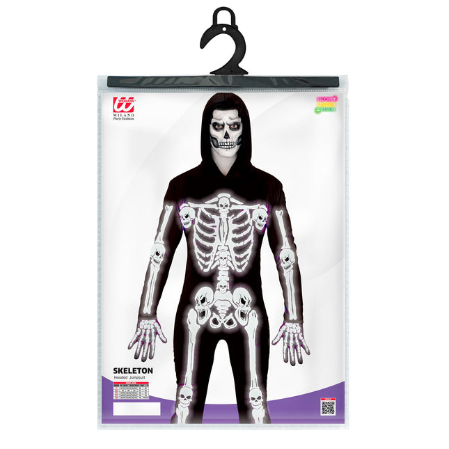 Costume Halloween Uomo Nero Bianco Scheletro