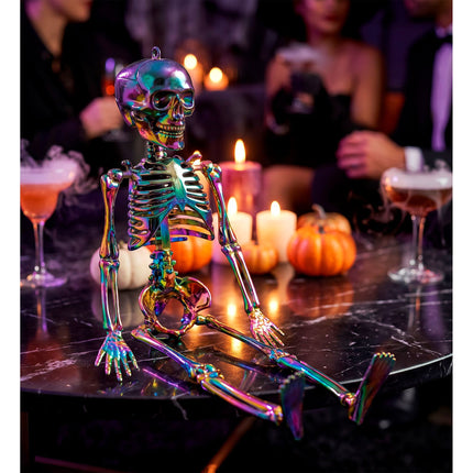 Scheletro di Halloween arcobaleno 28 cm