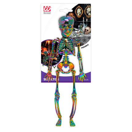 Scheletro di Halloween arcobaleno 28 cm