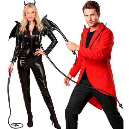 Frusta di Halloween nera "Diavolo" 1,8 m
