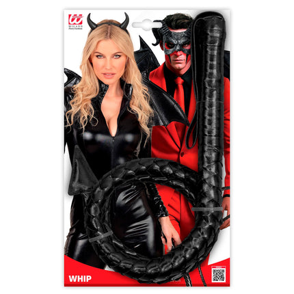Frusta di Halloween nera "Diavolo" 1,8 m