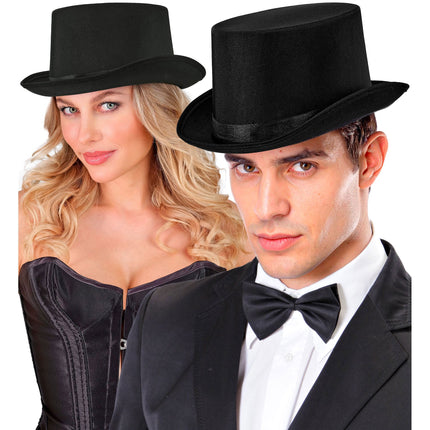 Cappello a cilindro nero per Halloween, 60 cm
