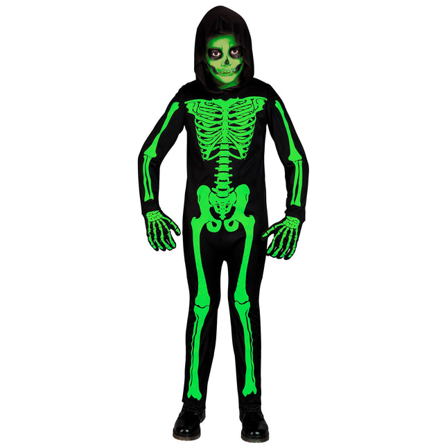 Costume di Halloween Nero Verde Bambino Scheletro 2 pezzi