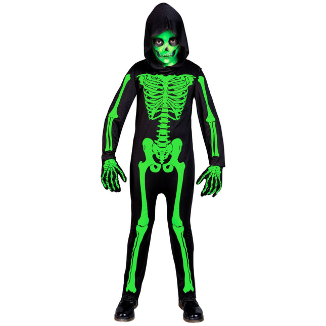 Costume di Halloween Nero Verde Bambino Scheletro 2 pezzi