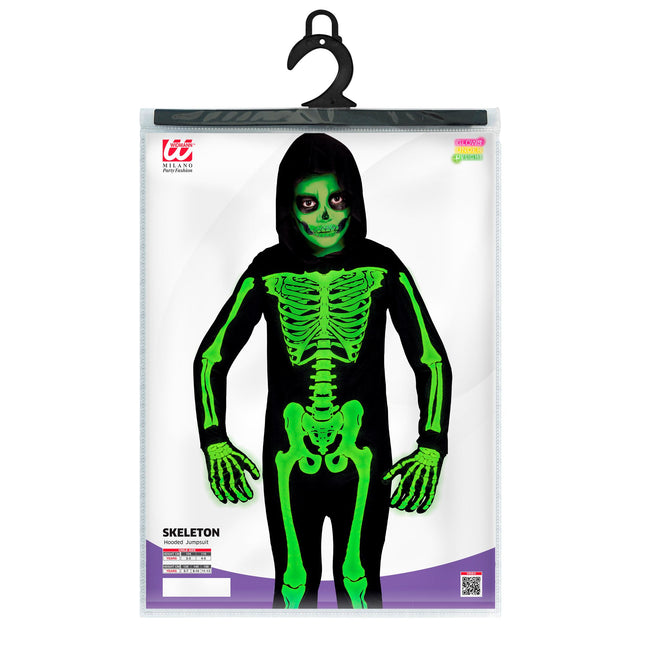 Costume di Halloween Nero Verde Bambino Scheletro 2 pezzi