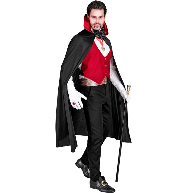 Costume di Halloween Vampiro nero rosso da uomo 4 pezzi