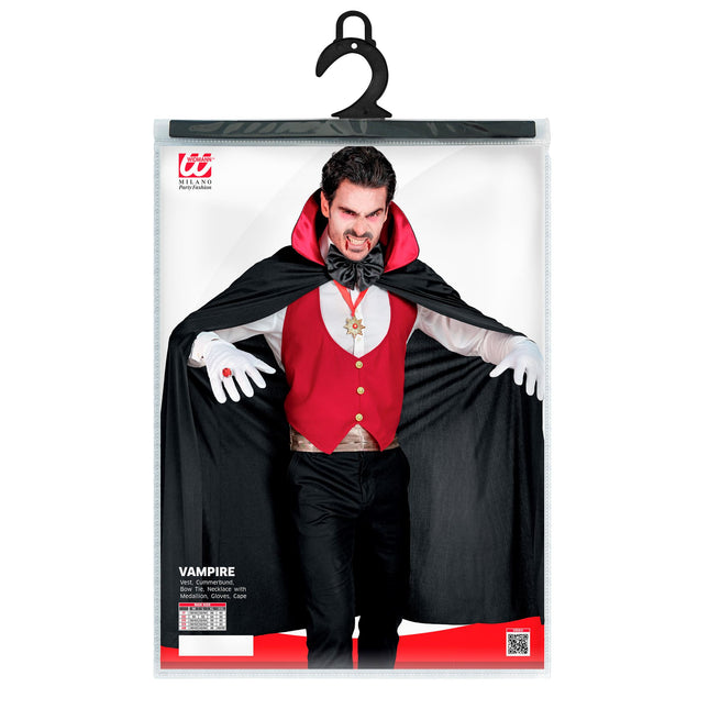 Costume di Halloween Vampiro nero rosso da uomo 4 pezzi