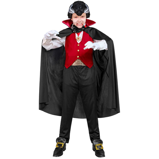 Costume di Halloween Vampiro bambino nero rosso 5 pezzi