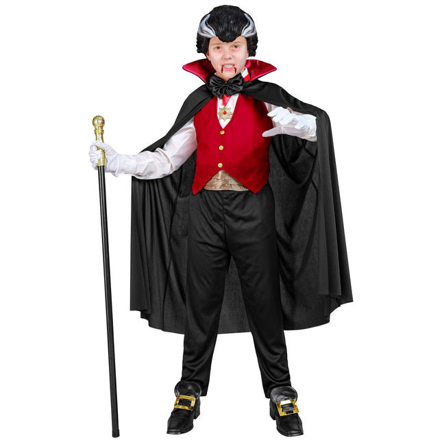 Costume di Halloween Vampiro bambino nero rosso 5 pezzi