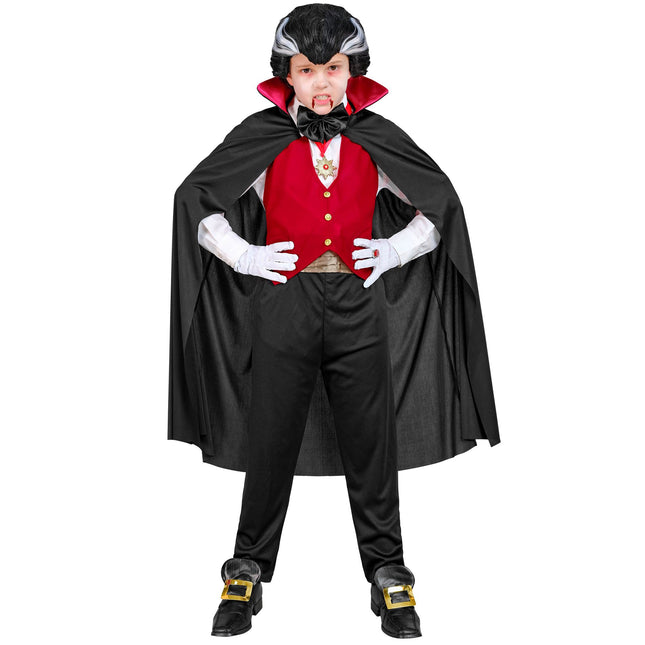 Costume di Halloween Vampiro bambino nero rosso 5 pezzi