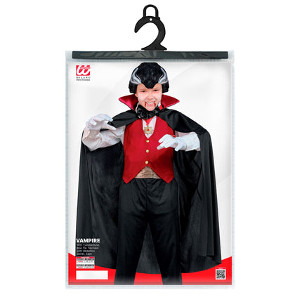 Costume di Halloween Vampiro bambino nero rosso 5 pezzi