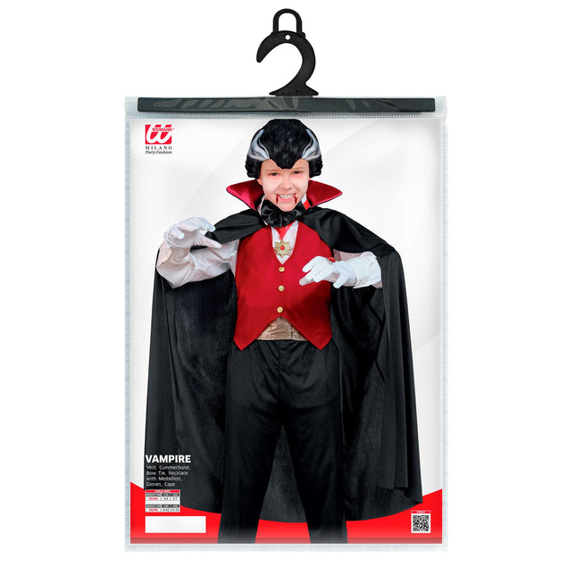 Costume di Halloween Vampiro bambino nero rosso 5 pezzi