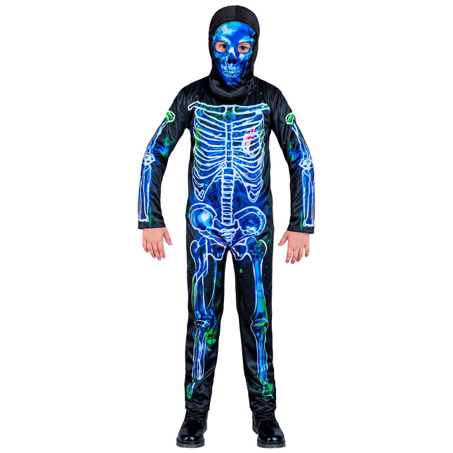 Costume di Halloween Nero Blu Bambino Scheletro 2 pezzi