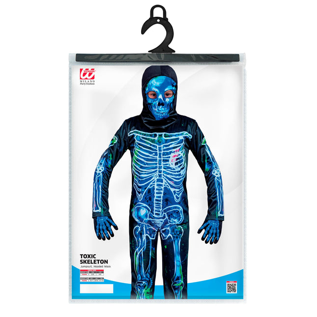 Costume di Halloween Nero Blu Bambino Scheletro 2 pezzi