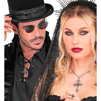 Collana di Halloween con croce e pietre preziose