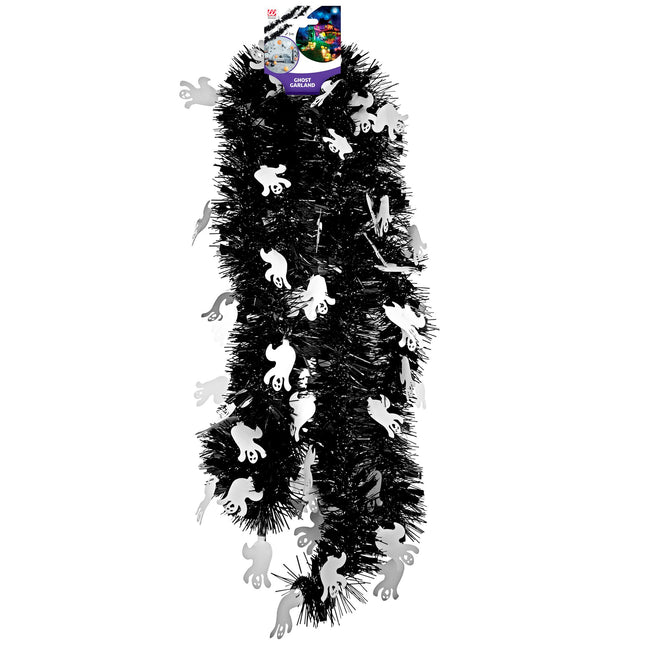 Ghirlanda di Halloween Fantasma Bianco Nero 3m