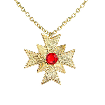 Collana di Halloween in oro con pietra rossa