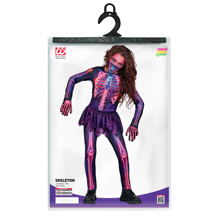 Costume di Halloween viola per bambini: scheletro neon