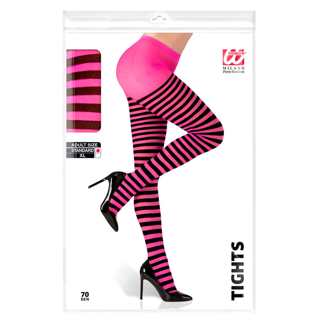 Collant rosa nero a righe