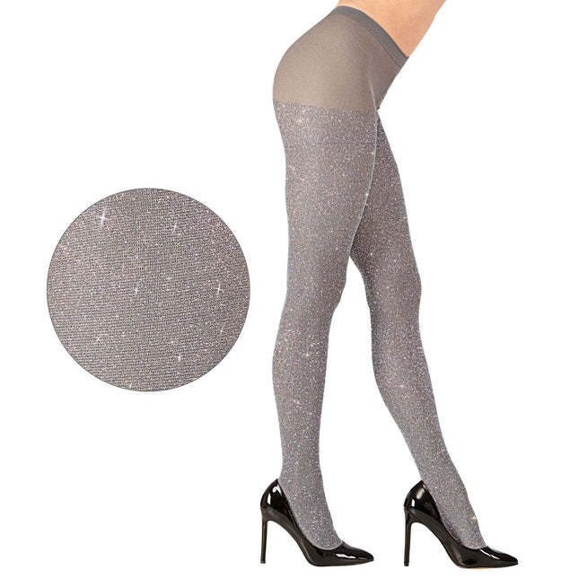 Collant argento con glitter