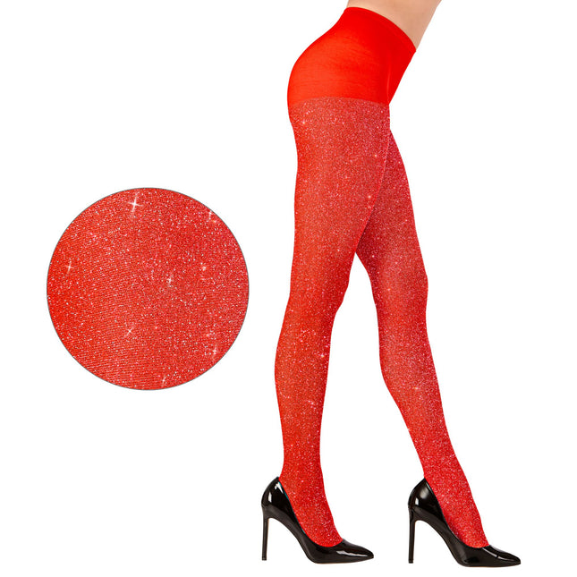 Collant rossi con glitter