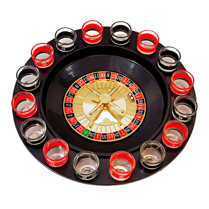 Gioco della roulette con bevande rosse e nere