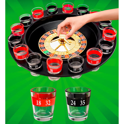 Gioco della roulette con bevande rosse e nere