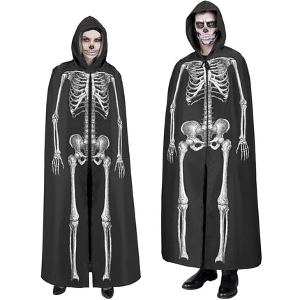 Capo Halloween Scheletro Bianco Nero 1,5m